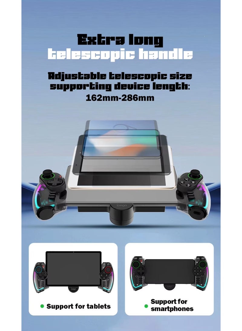 RGB Bluetooth Gamepad for Nintendo Switch, iPhone 15/14/13/12, Android, iOS, iPad, PC & PS3 – Wireless Stretchable Mechanical Controller with Linear Motor Vibration, Turbo, Auto-Fire, Wake Function, 6-Axis Gyroscope & 600mAh Battery