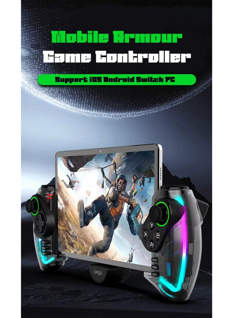 RGB Bluetooth Gamepad for Nintendo Switch, iPhone 15/14/13/12, Android, iOS, iPad, PC & PS3 – Wireless Stretchable Mechanical Controller with Linear Motor Vibration, Turbo, Auto-Fire, Wake Function, 6-Axis Gyroscope & 600mAh Battery