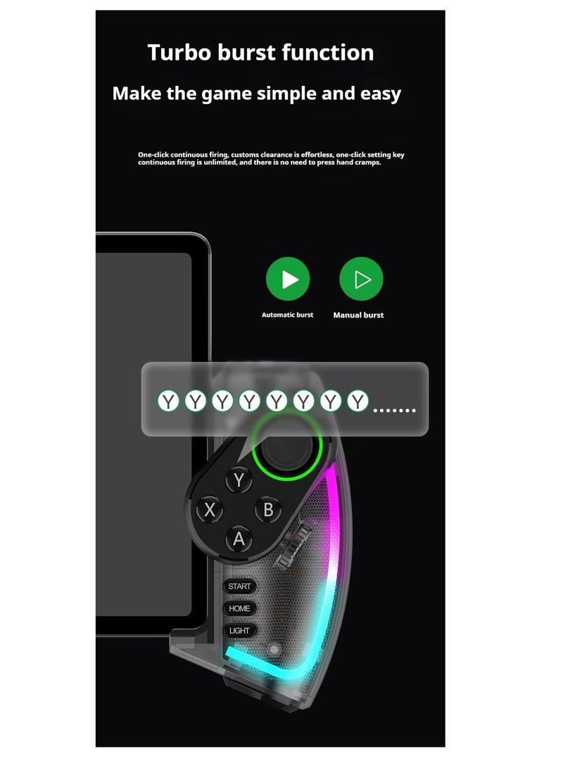RGB Bluetooth Gamepad for Nintendo Switch, iPhone 15/14/13/12, Android, iOS, iPad, PC & PS3 – Wireless Stretchable Mechanical Controller with Linear Motor Vibration, Turbo, Auto-Fire, Wake Function, 6-Axis Gyroscope & 600mAh Battery