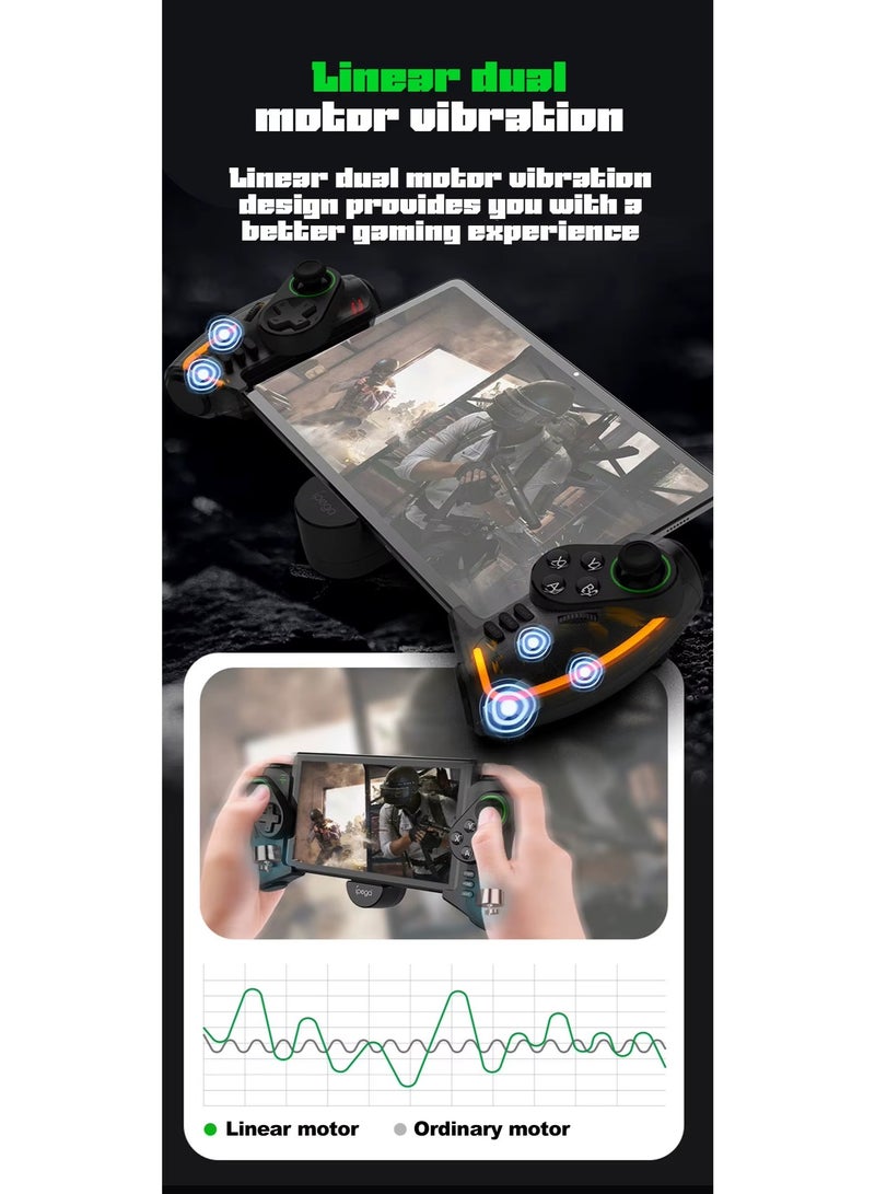 RGB Bluetooth Gamepad for Nintendo Switch, iPhone 15/14/13/12, Android, iOS, iPad, PC & PS3 – Wireless Stretchable Mechanical Controller with Linear Motor Vibration, Turbo, Auto-Fire, Wake Function, 6-Axis Gyroscope & 600mAh Battery