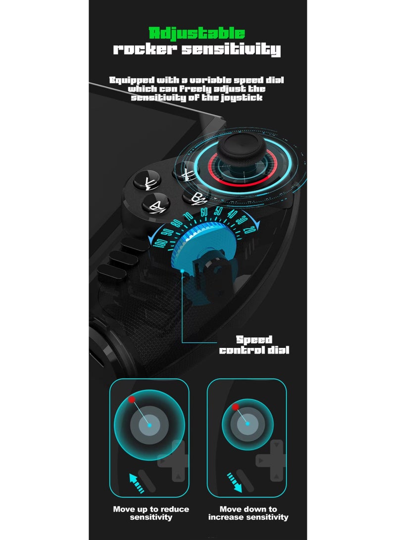 RGB Bluetooth Gamepad for Nintendo Switch, iPhone 15/14/13/12, Android, iOS, iPad, PC & PS3 – Wireless Stretchable Mechanical Controller with Linear Motor Vibration, Turbo, Auto-Fire, Wake Function, 6-Axis Gyroscope & 600mAh Battery
