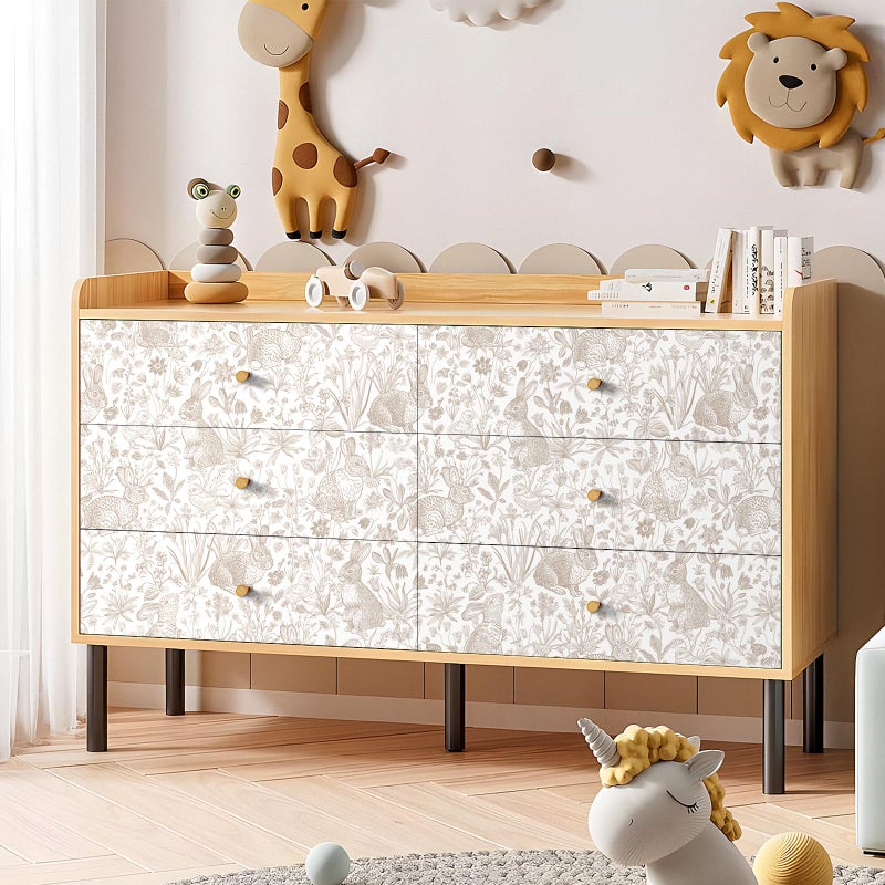 ReWallpaper Neutral Wallpaper Floral Contact Paper Peel and Stick for Cabinets Removable Cottage Core Wallpaper Vintage Rabbit Wall Paper Self Adhesive Vinyl for Walls Bedroom Living Room 17.5inÃ—10ft - Image 2