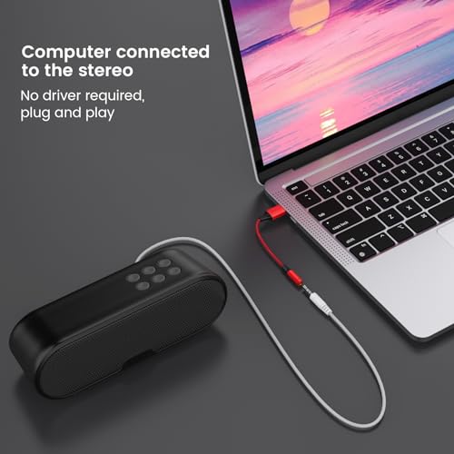 MOSWAG USB to 3.5mm Jack Audio Adapter, USB to Aux Cable with TRRS 4-Pole Mic-Supported Headphone AUX Adapter External Sound Card for Laptop PC PS4 PS5 and More (0.65Feet/20cm, Red) - Image 5