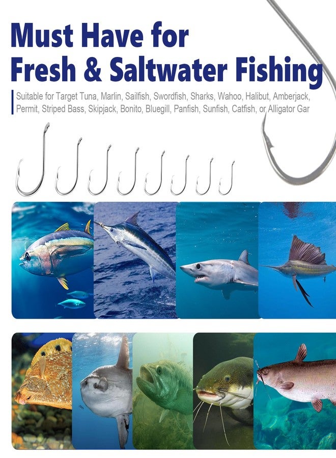 UCEC Circle Hooks Fishing Hooks 2X Strong Customized Offset Sport Circle Hooks Black High Carbon Steel Octopus 150pcs/box - Size:#1 1/0 2/0 3/0 4/0 5/0 6/0 8/0 - Image 3