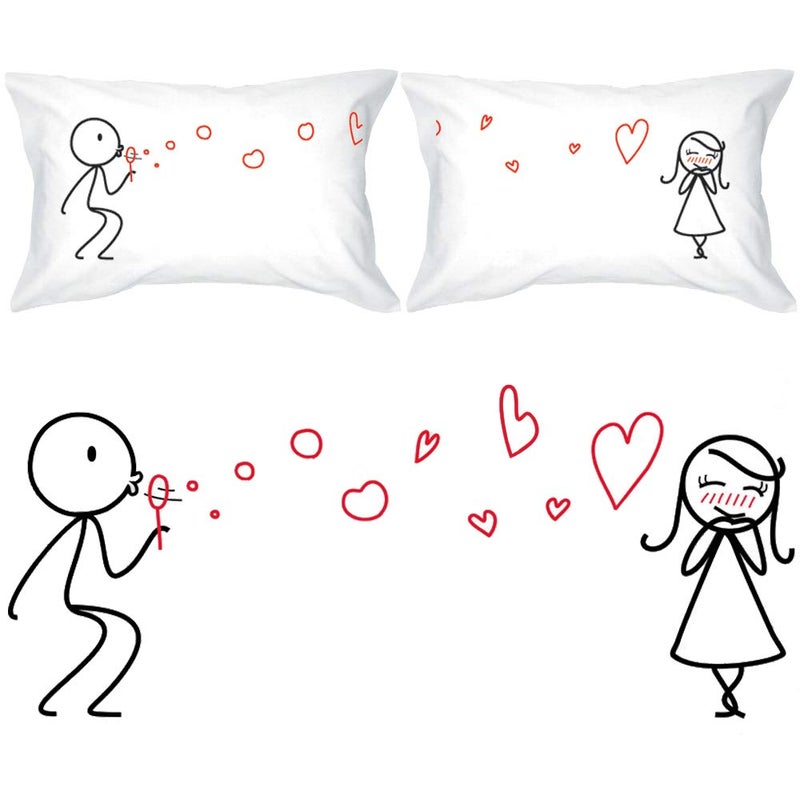 BoldLoft from My Heart to Yours Couples Pillowcases King Size His and Hers Gifts for Her Girlfriend Wife Valentine Anniversary Wedding Engagement Romantic Bedroom Decor for Couple