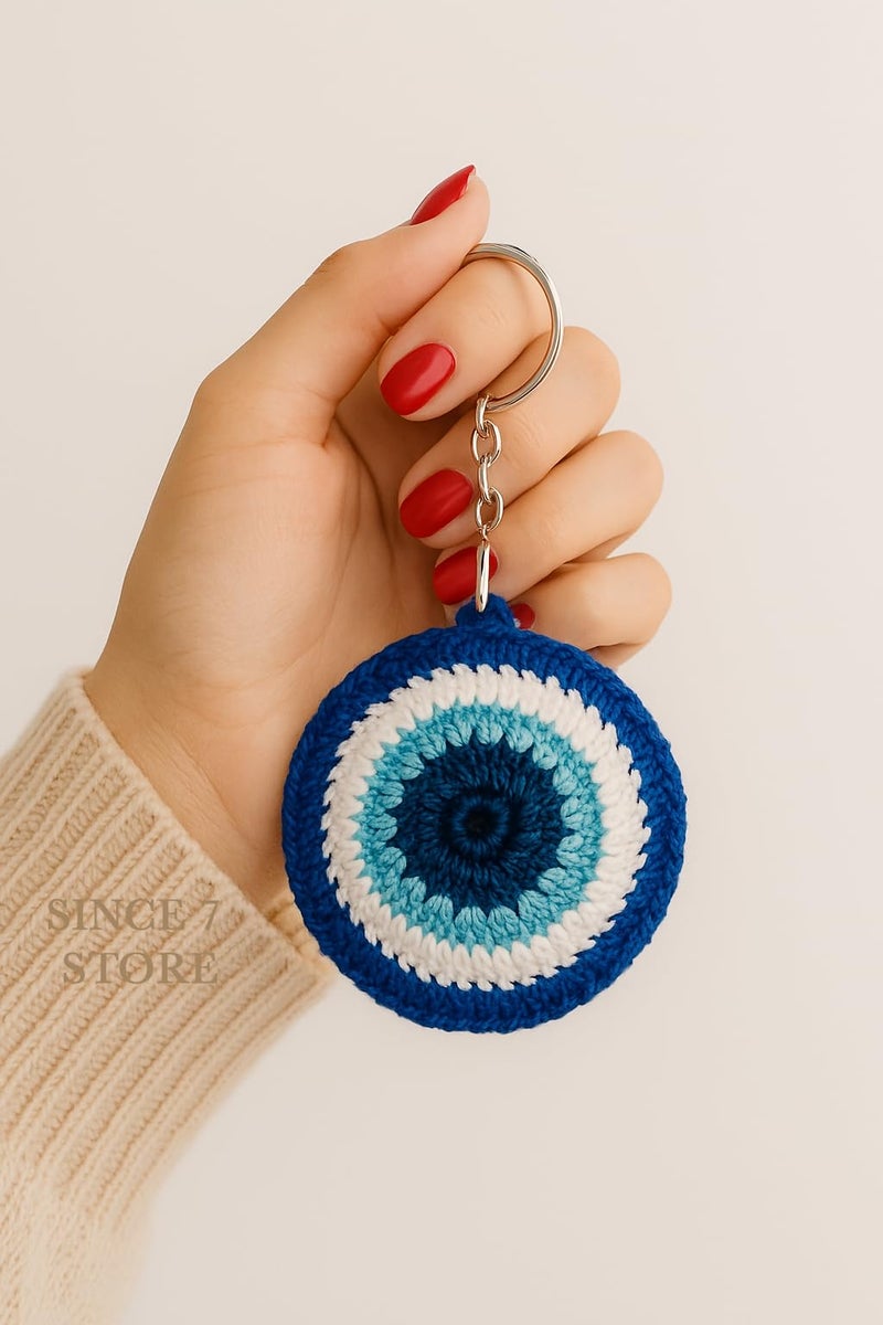 SINCE 7 STORE Handmade Evil Eye Crochet Keychain – Protective Bag Charm, Cute Aesthetic Accessory, Decorative Key Ring for Girls & Women, Gift for Her - Image 5