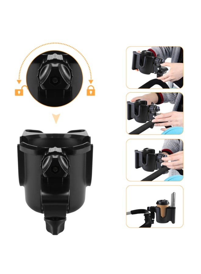 Mr. Penda Stroller Cup Holder, 1 Piece Baby Bottle Holder, Durable ABS Universal Cup Holder, 2-in-1 Cup Phone Holder with 360 Degree Rotation for Stroller Accessories, Drink Holder for Wheelchair, Bike and Walker, Essential Gift for New Parents (Black) - Image 3