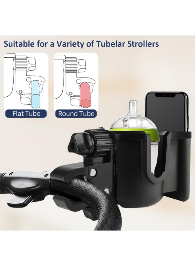 Mr. Penda Stroller Cup Holder, 1 Piece Baby Bottle Holder, Durable ABS Universal Cup Holder, 2-in-1 Cup Phone Holder with 360 Degree Rotation for Stroller Accessories, Drink Holder for Wheelchair, Bike and Walker, Essential Gift for New Parents (Black) - Image 4