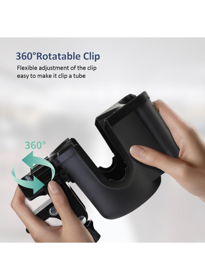 Mr. Penda Stroller Cup Holder, 1 Piece Baby Bottle Holder, Durable ABS Universal Cup Holder, 2-in-1 Cup Phone Holder with 360 Degree Rotation for Stroller Accessories, Drink Holder for Wheelchair, Bike and Walker, Essential Gift for New Parents (Black) - Image 5
