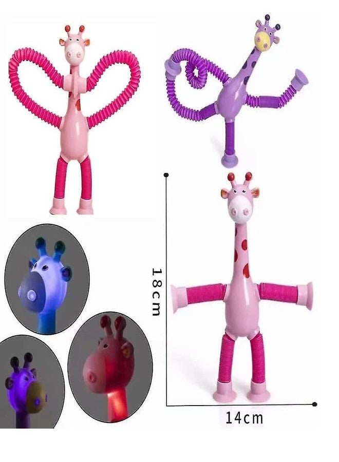 Globular 4 in 1 Combo Pack Bendable Telescopic Tube Pipe Suction Cup Giraffe Toy, Shape Changing, Ever-Changing Giraffe Tube Suction Cup Toys, Pop Tubes Sensory Toys for Girls Boys - Image 2