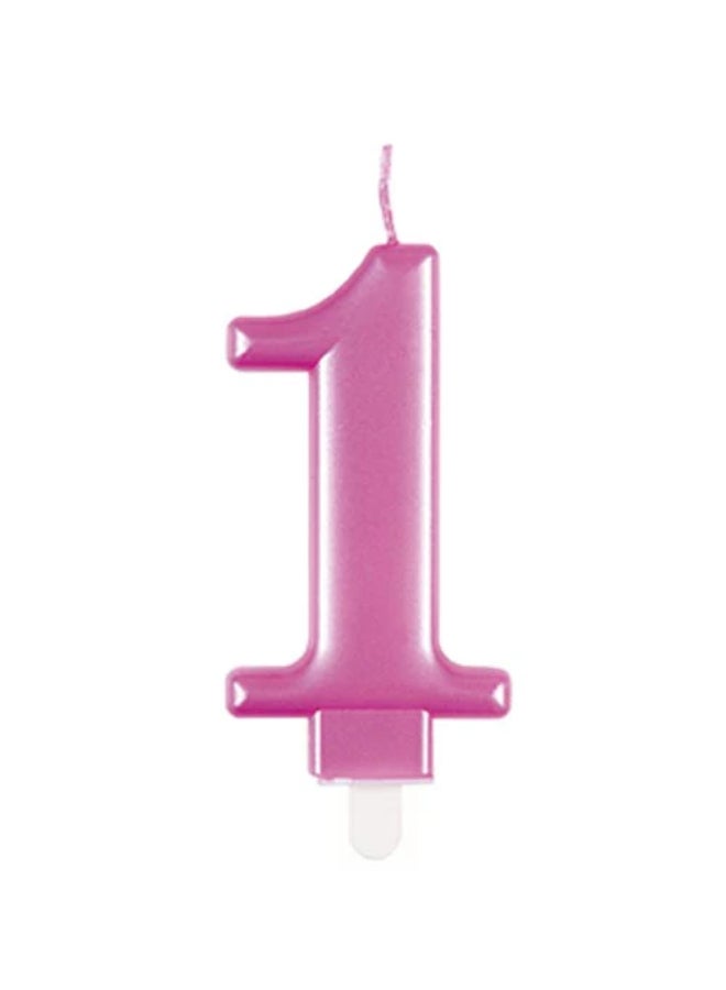Unique Met Pink Number 1 Birthday Candle - Image 1