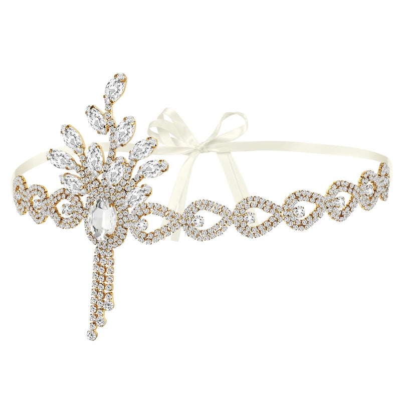 Lurrose Vintage Headpiece 1920s Leaf Medallion Headband Wedding Bridal Themed Party Hair Accessories for Women 1 Pack