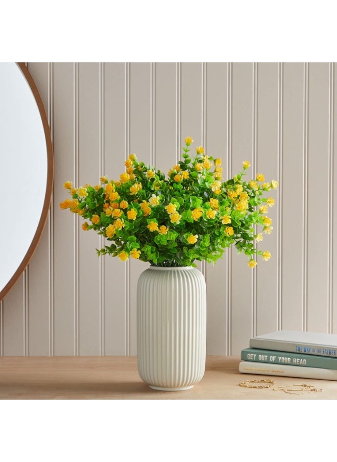 AIWANTO 8 Bundles of Yellow Artificial Outdoor Flowers with Faux Eucalyptus Leaves 13.5 Inch Garden Decoration  - Image 5