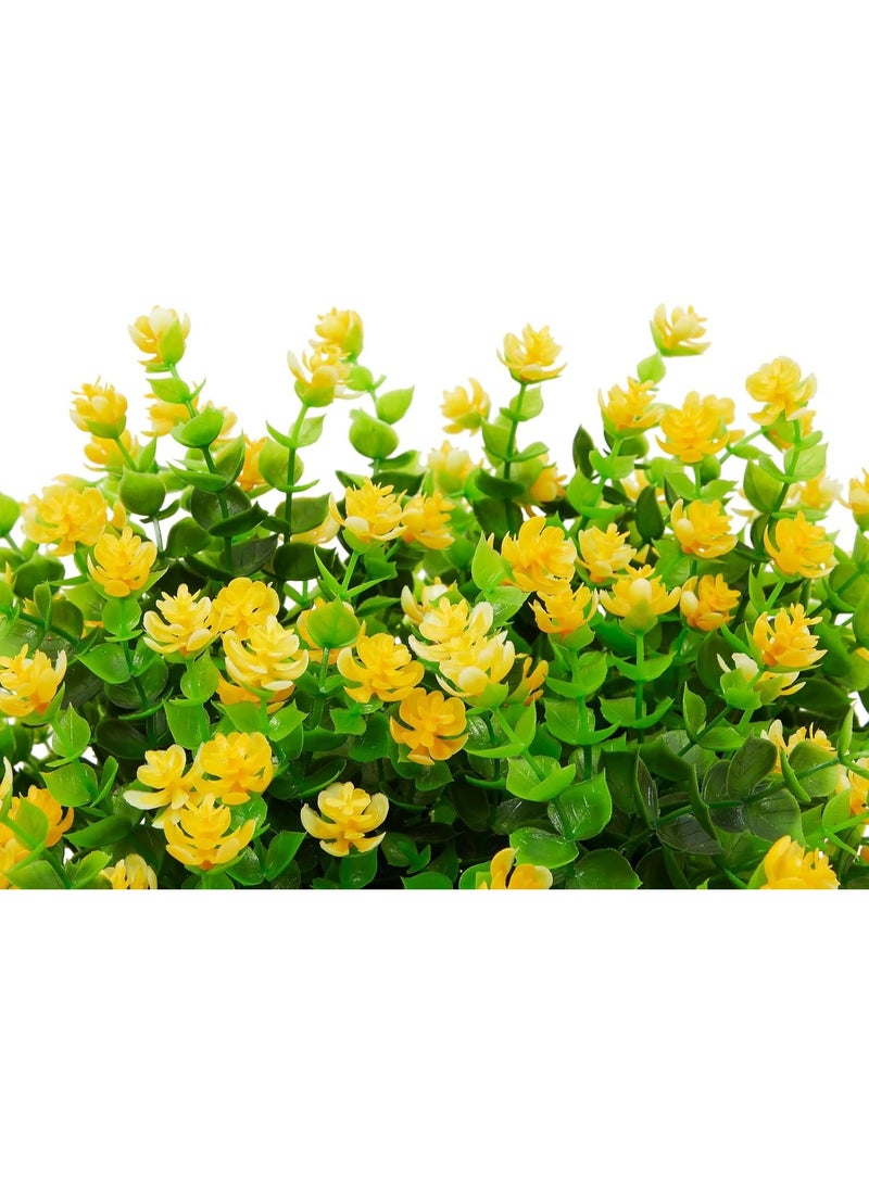 AIWANTO 8 Bundles of Yellow Artificial Outdoor Flowers with Faux Eucalyptus Leaves 13.5 Inch Garden Decoration  - Image 3