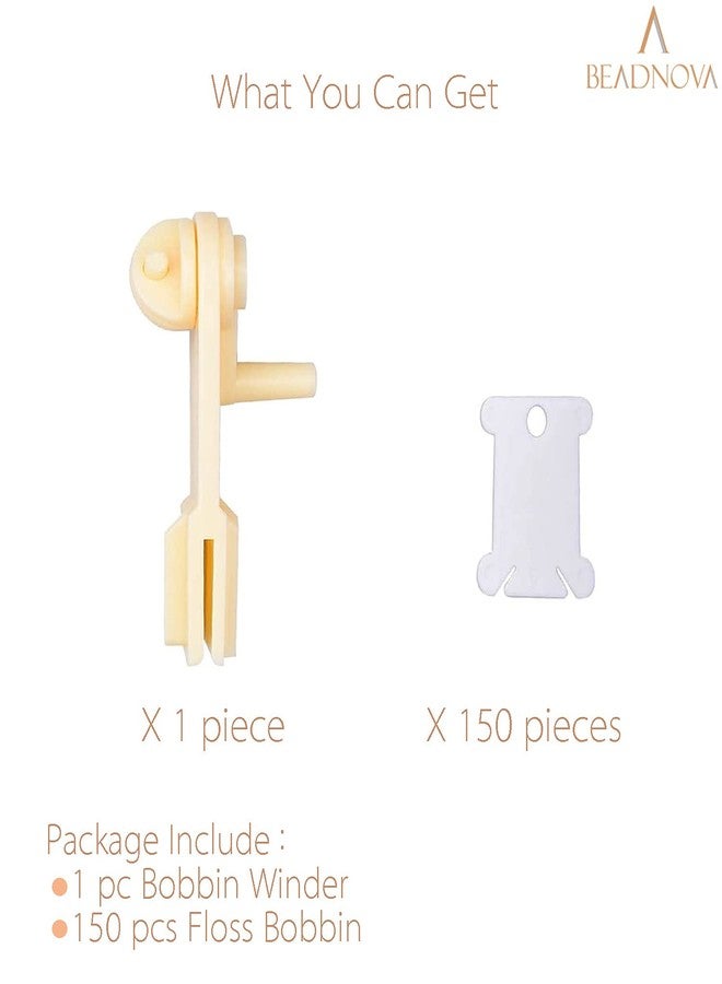 BEADNOVA Embroidery Floss Bobbins 150pcs Embroidery Thread Holder with Winder Thread Bobbins for Floss Cross Stitch Crafting Sewing - Image 3