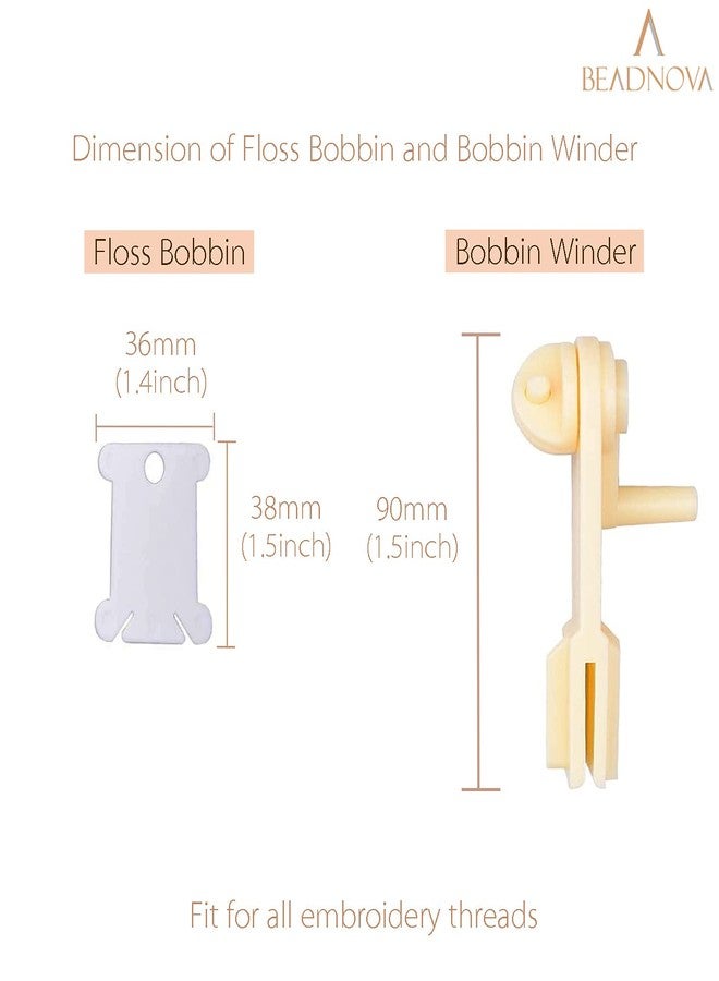 BEADNOVA Embroidery Floss Bobbins 150pcs Embroidery Thread Holder with Winder Thread Bobbins for Floss Cross Stitch Crafting Sewing - Image 2