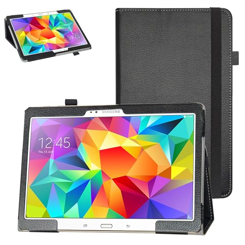 Bige Samsung Tab S 10.5 T800 Case,Bige PU Leather Folio 2-Folding Stand Cover for 10.5" Samsung Galaxy Tab S 10.5 Sm-t800 Sm-t801 Sm-t805 t807 Tablet,Black - Image 1