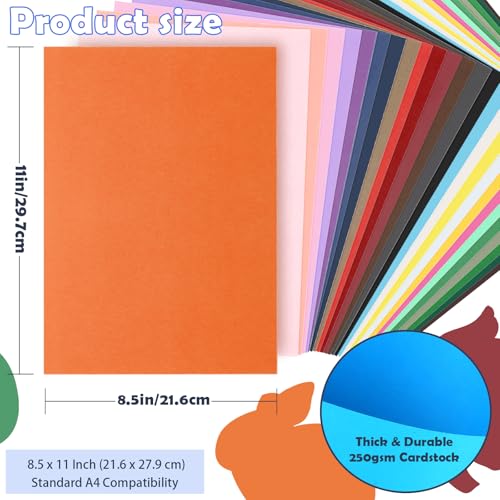 Fswcck 60 Pack Card Stock Assorted Colors 8.5 X 11,Cardstock Colored, Thick Construction Colorful Paper A4 Size for Diy Art, Scrapbook, Crafting,School Supplies (60 Sheets Multicolored) - Image 2