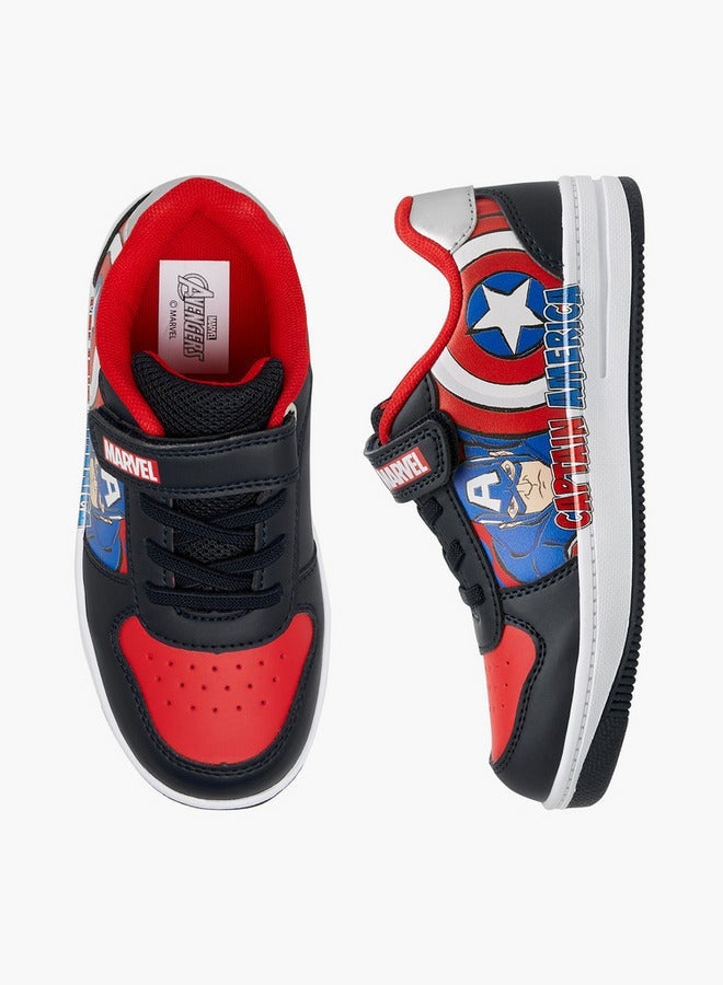 MARVEL Captain America Print Sneakers with Hook and Loop Closure - Image 3