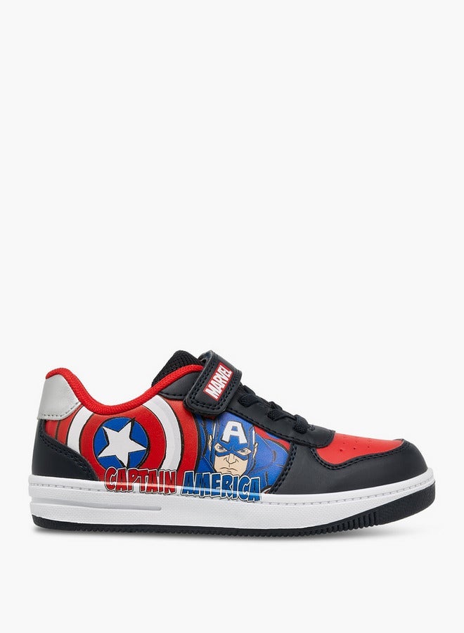 MARVEL Captain America Print Sneakers with Hook and Loop Closure - Image 1