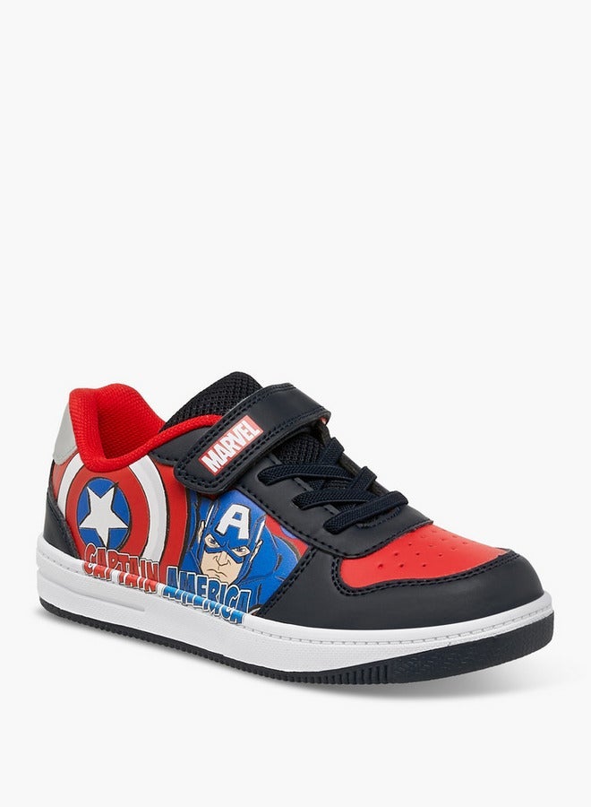 MARVEL Captain America Print Sneakers with Hook and Loop Closure - Image 2