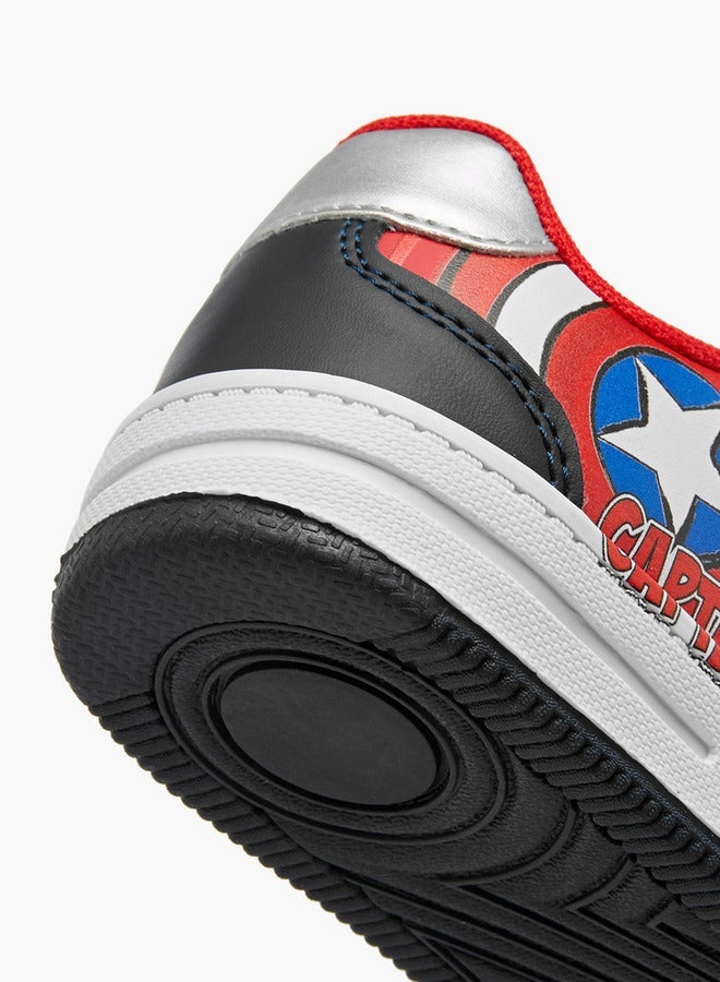 MARVEL Captain America Print Sneakers with Hook and Loop Closure - Image 5