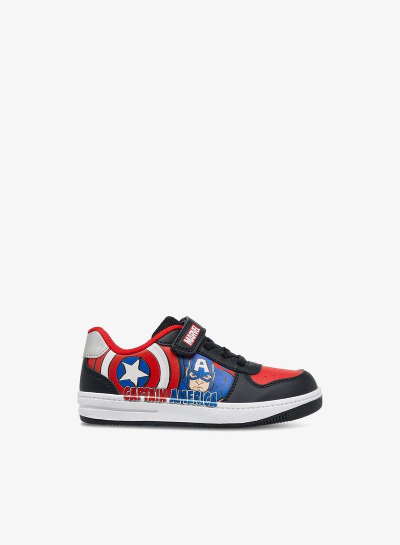 MARVEL Captain America Print School Sneakers With Hook And Loop Closure - Image 3