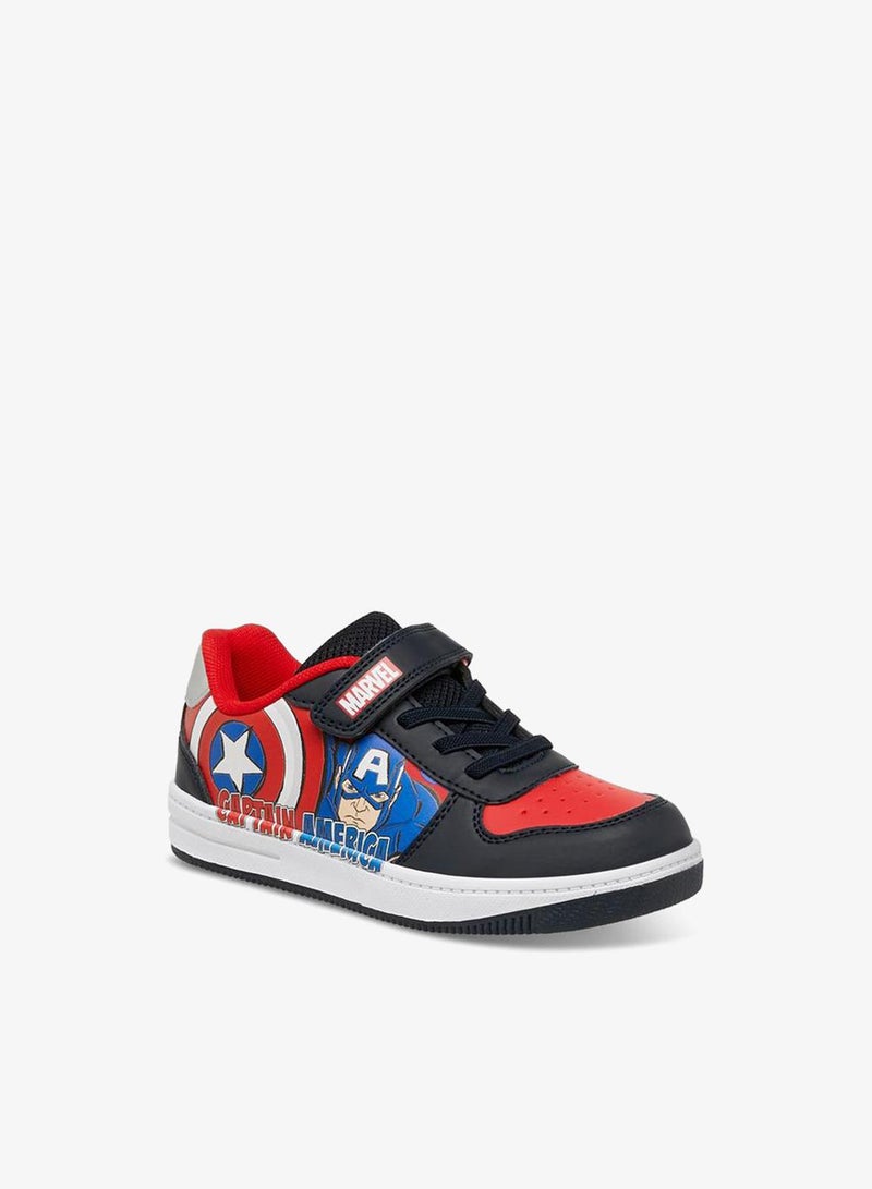 MARVEL Captain America Print School Sneakers With Hook And Loop Closure - Image 2