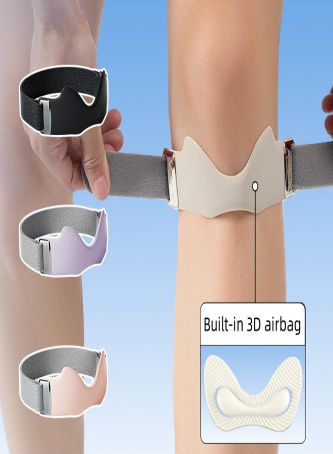 Paiwefil Airbag patellar tendon support Strap, Adjustable breathable anti slip Knee Brace for Tendonitis Pain knee Relief Exercise, run, hike,play ball, high jump, climb,ride 2 Packs (Black-2pc) - Image 2