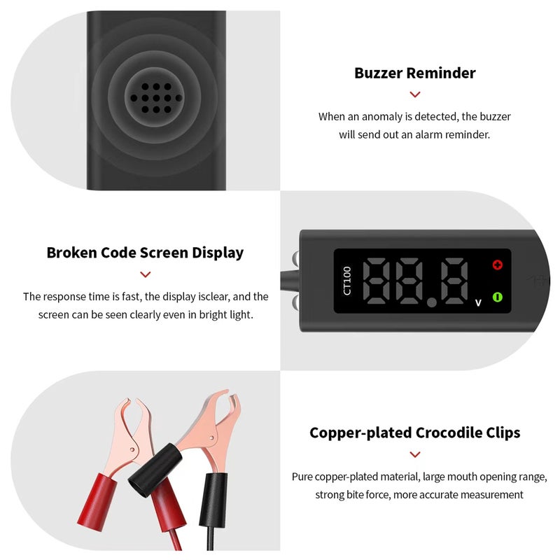 Digital Display Car Circuit Tester 0-80V Automotive Power Circuit Diagnosis Multifunctional Voltmeter Component Activation Continuity Test Ground Detection Short Circuit Test Machine - Image 3