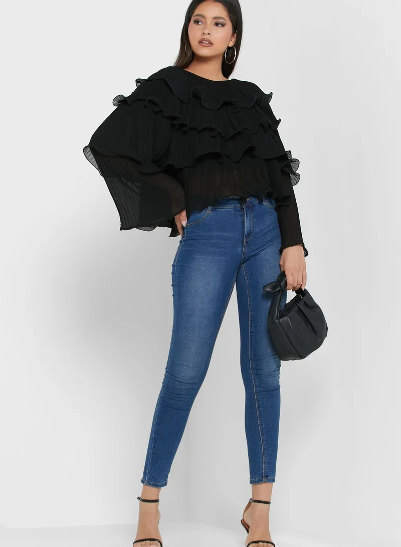 RIVER ISLAND Off Shoulder Ruffle Detail Top