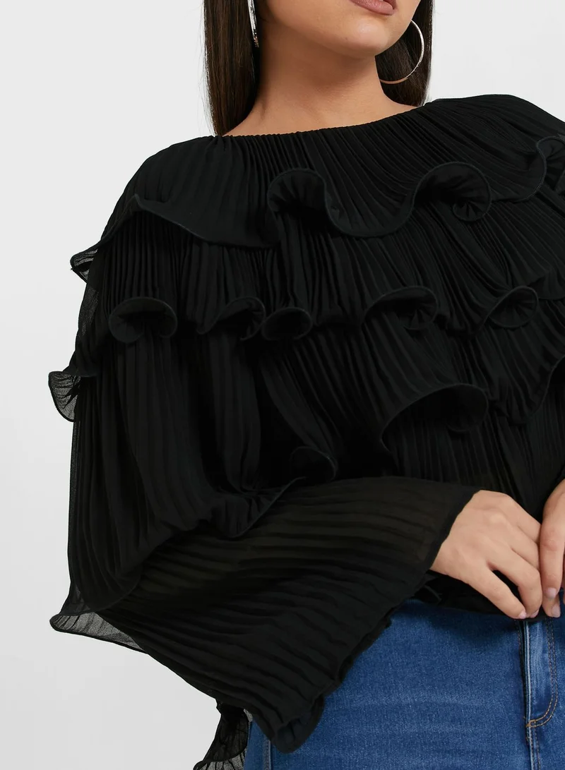 RIVER ISLAND Off Shoulder Ruffle Detail Top