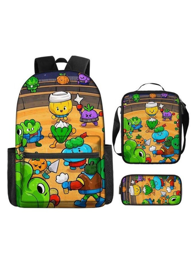 Cartoon three-piece schoolbag with zipper - 454  - Image 1