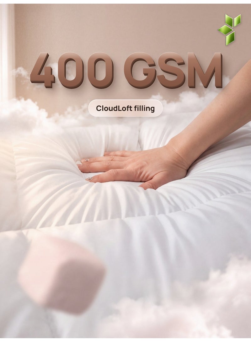 لحاف HRAD Marshmallow الفاخر | مقاس كينغ 220×240 سم | حشوة CloudLoft الفندقية بكثافة 400 جم/م² | غطاء خارجي مصقول بملمس ناعم كالمخمل | لحاف فخم بمستوى فنادق 5 نجوم | تغليف عالي الجودة | صُنع في الإمارات العربية المتحدة - Image 2