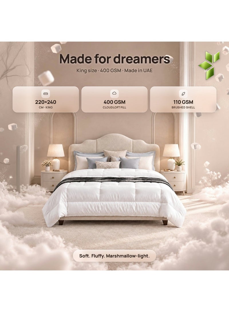 لحاف HRAD Marshmallow الفاخر | مقاس كينغ 220×240 سم | حشوة CloudLoft الفندقية بكثافة 400 جم/م² | غطاء خارجي مصقول بملمس ناعم كالمخمل | لحاف فخم بمستوى فنادق 5 نجوم | تغليف عالي الجودة | صُنع في الإمارات العربية المتحدة - Image 3