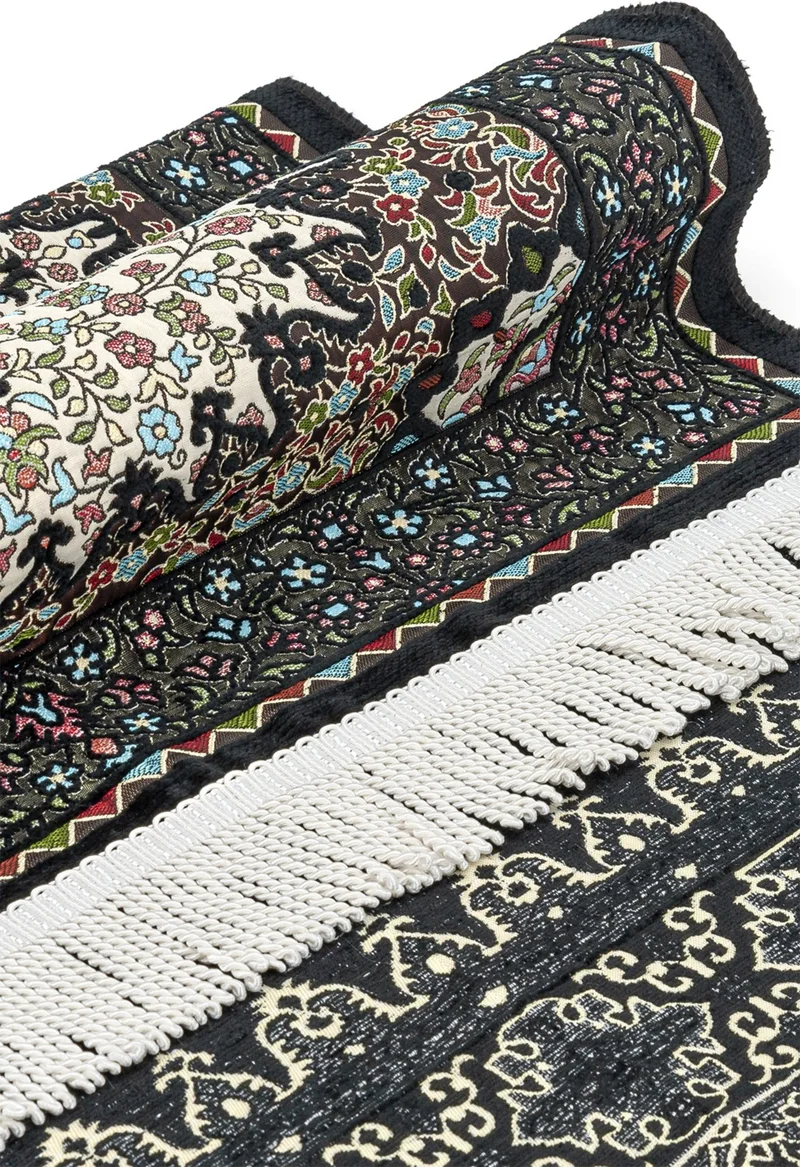ايهفان اونلاين Authentic Ultra Luxury Chenille Prayer Rug Black