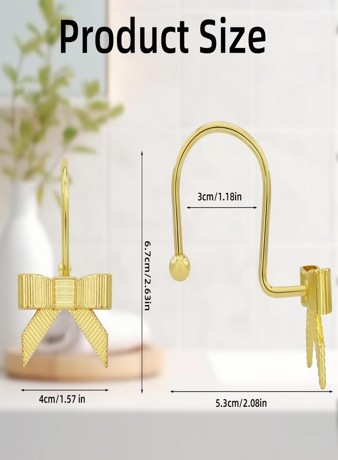 JTDTH Decorative Shower Curtain Hooks, Luxury Bowknot Shower Curtain Rings, Modern Bow Shower Curtain Hangers, 12PCS Shower Hooks for Home Decor, Bathroom, Bedroom, Living Room(Gold) - Image 2