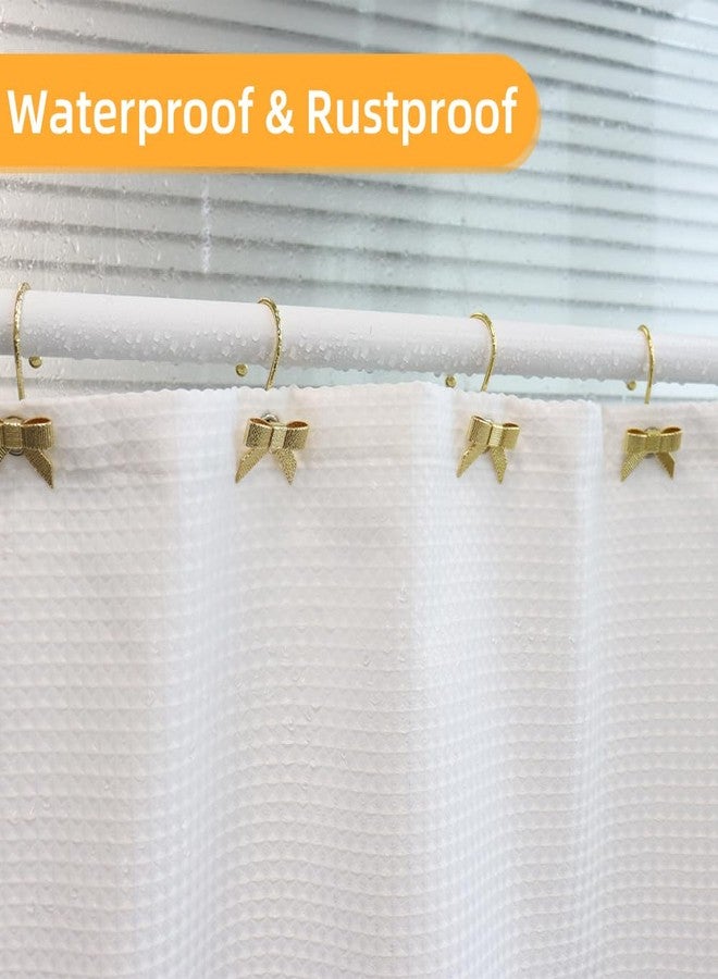 JTDTH Decorative Shower Curtain Hooks, Luxury Bowknot Shower Curtain Rings, Modern Bow Shower Curtain Hangers, 12PCS Shower Hooks for Home Decor, Bathroom, Bedroom, Living Room(Gold) - Image 3