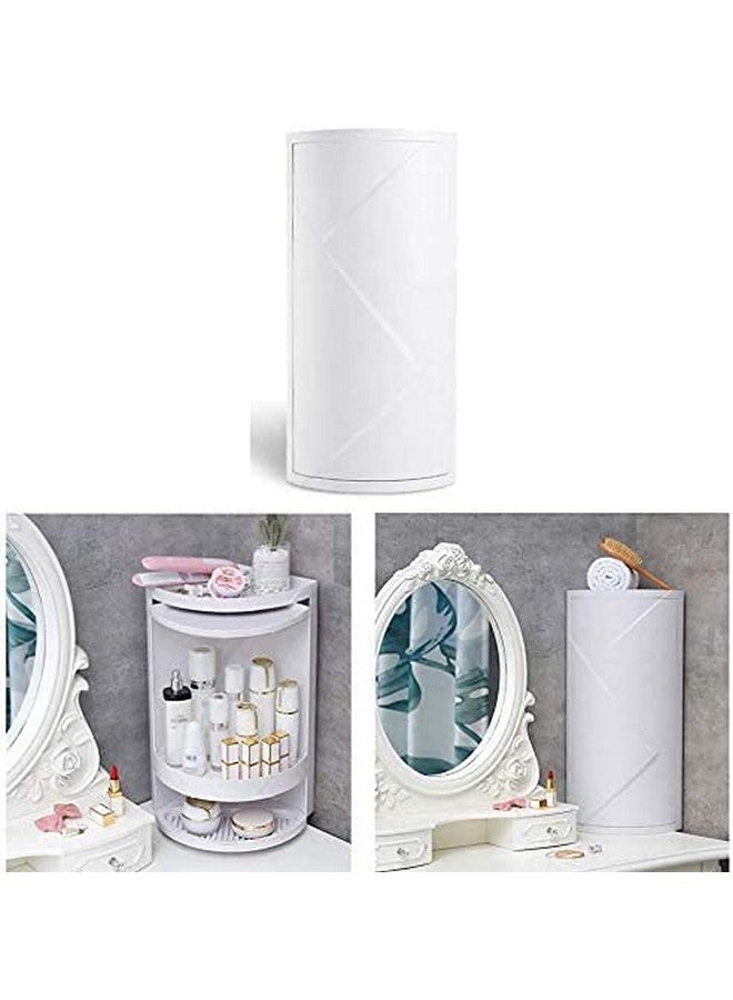 Olpad olpad 360 Rotating Corner Shelves,Tier Storage Cabinet Towel Holder Rack, Corner Cabinets with Doors and Shelves for Bathroom Bathtub Toilet Table (Color : White, Medium, Plastic)  - Image 5