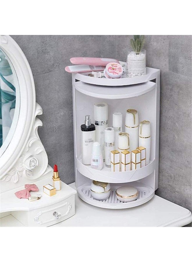 Olpad olpad 360 Rotating Corner Shelves,Tier Storage Cabinet Towel Holder Rack, Corner Cabinets with Doors and Shelves for Bathroom Bathtub Toilet Table (Color : White, Medium, Plastic)  - Image 3