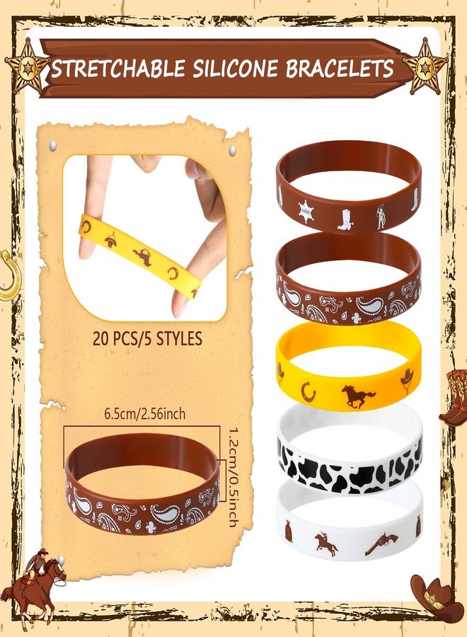Nosiny 90 Pieces Cowboy Cowgirl Party Favor Supplies, Includes Silicone Bracelets Stretch Wristbands Acrylic Keychains and Cowboy Stickers for Western Themed Birthday Baby Shower Party Favors - Image 2