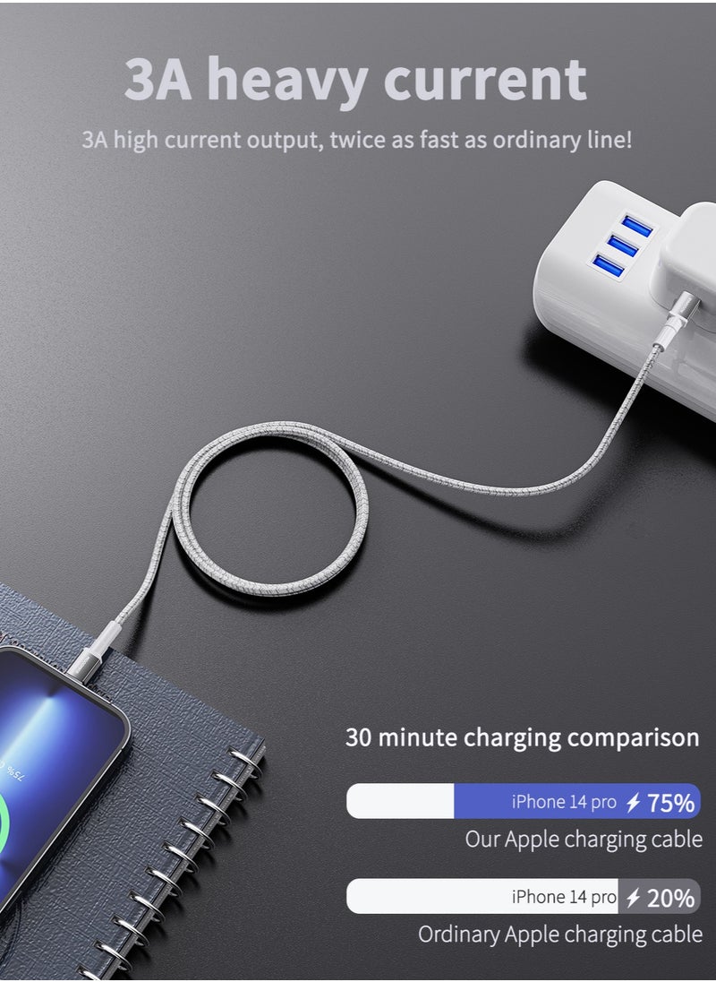 MOOGMAX - Original MFI-certified iPhone charger cable. 1-meter lightning to usb c. type c to lightning charger cable supports fast charging up to 60W. iPhone cable made of cut-resistant fabric. lightning cable compatible with all iPhones with a Lightning port up to the iPhone 14 Pro Max. iPhone charger cable from MoogMax. White. - Image 1