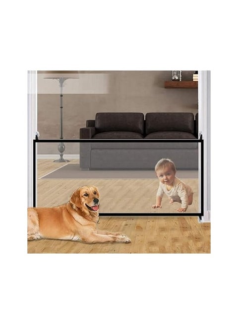 بوابة سحرية متينة للكلاب، حاجز بوابة للكلاب محمول للمنزل، شبكة نايلون مقاومة للمخالب الحادة، سياج للكلاب في الاماكن المغلقة للمداخل والسلالم، مقاس كبير 70 × 100 سم
