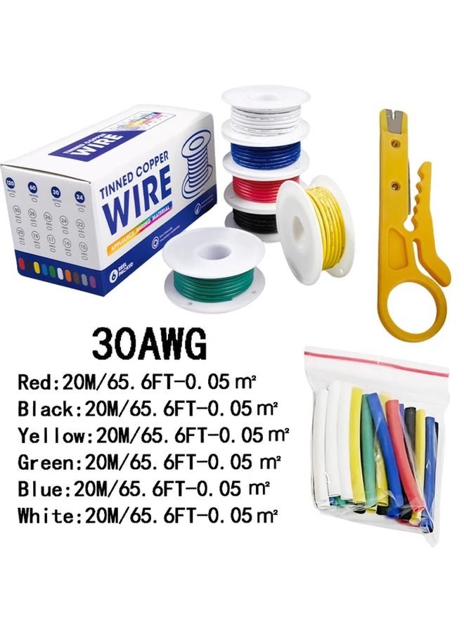 30awg 787 سلك بولي فينيل كلوريد مرن بطول 4 بوصات، نحاس مطلٍ بالفضة، معزول، 6 ألوان للاستخدام الكهربائي - Image 1