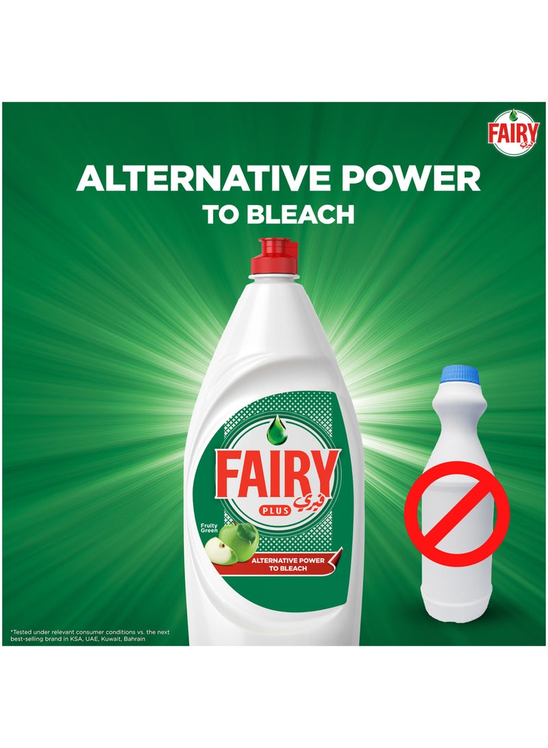 Fairy Plus Fruity Green Dishwashing Liquid Soap With Alternative Power To Bleach - Image 4