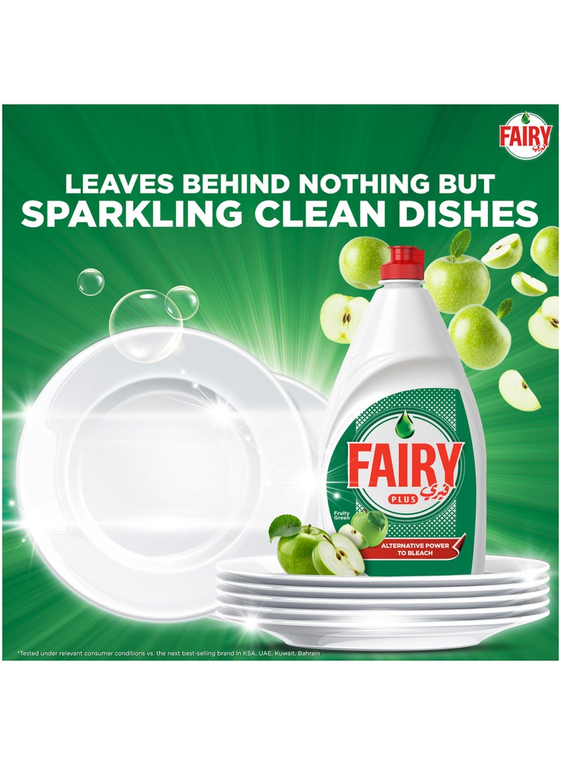 Fairy Plus Fruity Green Dishwashing Liquid Soap With Alternative Power To Bleach - Image 5