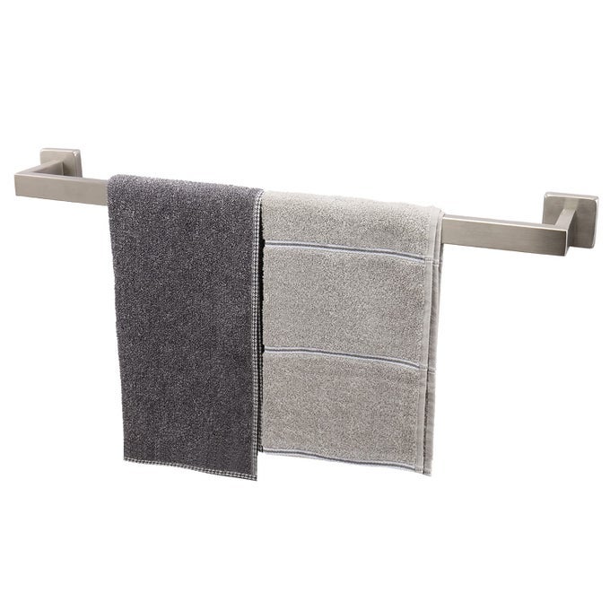 BATH TOWEL RACK SQUARE BASE THICKEN SUS304 STAINLESS STEEL TOWEL BAR FOR BATHROOM BATHROOM ACCESSORIES TOWEL ROD HEAVY DUTY WALL MOUNTED TOWEL HOLDER BRUSHED NICKEL 24