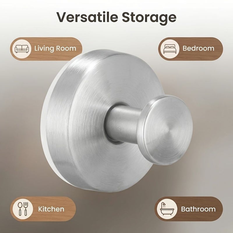 2PCS Natural Color Stainless Steel No Drill Bathroom Hooks Heavy Duty Wall Shower Towel Hooks - Image 4