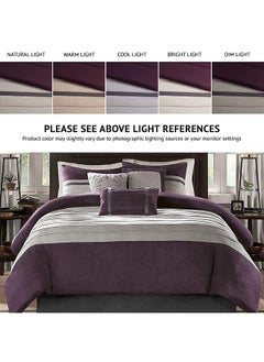 Palmer Comforter Set Faux Suede Design Striped Accent All Season Down Alternative Bedding Matching Shams Decorative Pillow Bed Skirt King 104 In X 92 In Purple 7 Piece - pzsku/Z1F0C28A3760258C347D3Z/45/_/1741446996/c51565a3-f2ce-4168-af2a-6c8bdc797d6b