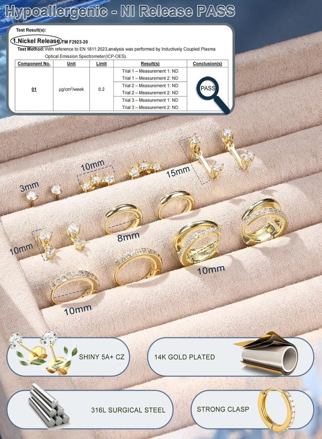 ADRAMATA Hypoallergenic Gold Earrings Stack for Women - 7Pairs Surgical Steel Small Huggie Hoop Stud Earrings Set Cartilage Jewelry Trendy Christmas Stocking Stuffer Gifts Stylish - Image 5